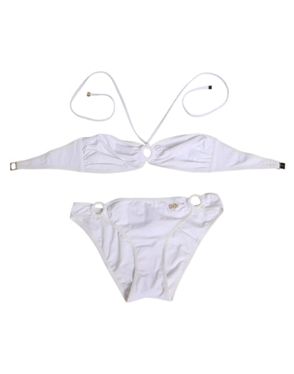 Dolce & Gabbana White Logo Swimsuit 2 Piece Top Bottom Swimwear