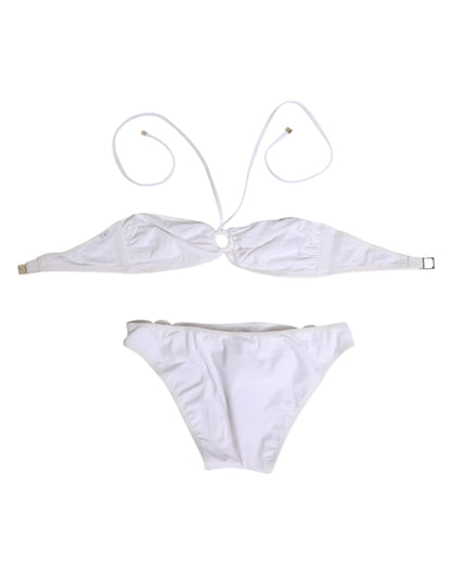 Dolce & Gabbana White Logo Swimsuit 2 Piece Top Bottom Swimwear