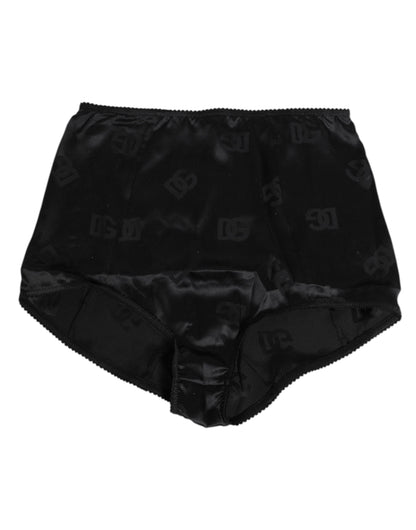 Dolce & Gabbana Black Silk Stretch High Waist Girdle Underwear