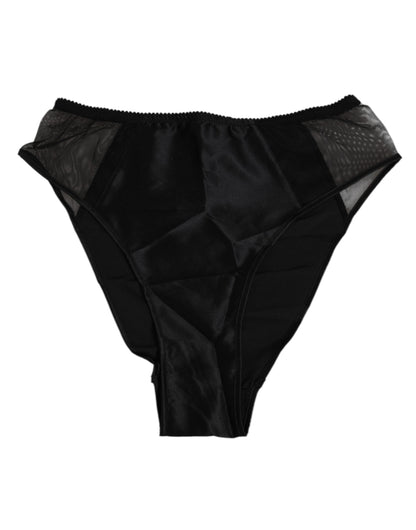Dolce & Gabbana Black Silk Stretch High Waist Panty Underwear