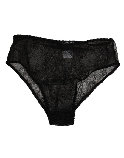 Dolce & Gabbana Black Nylon Stretch High Waist Panty Underwear