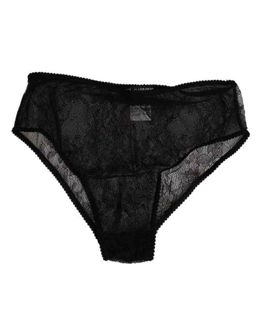 Dolce & Gabbana Black Nylon Stretch High Waist Panty Underwear