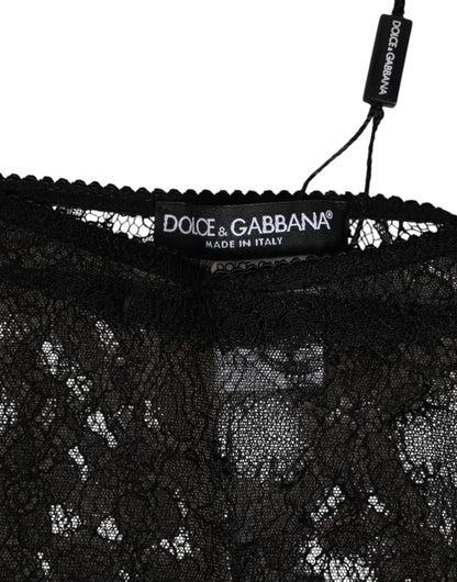 Dolce & Gabbana Black Nylon Stretch High Waist Panty Underwear