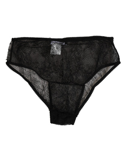 Dolce & Gabbana Black Nylon Stretch High Waist Panty Underwear