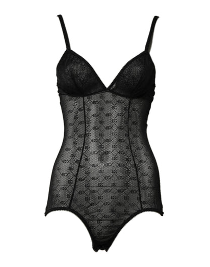 Dolce & Gabbana Black Nylon Stretch Bodysuit Lingerie Underwear