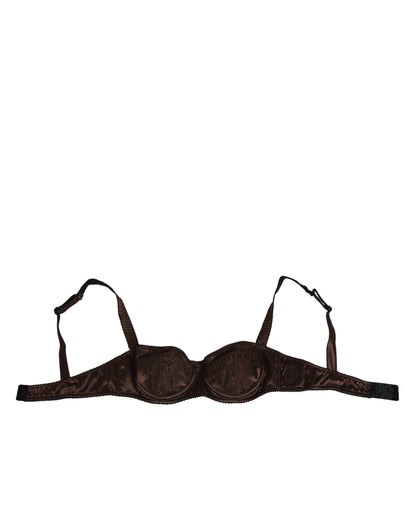Dolce & Gabbana Brown Silk Underwired Balconette Bra Underwear