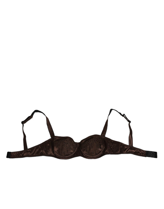 Dolce & Gabbana Brown Silk Underwired Balconette Bra Underwear