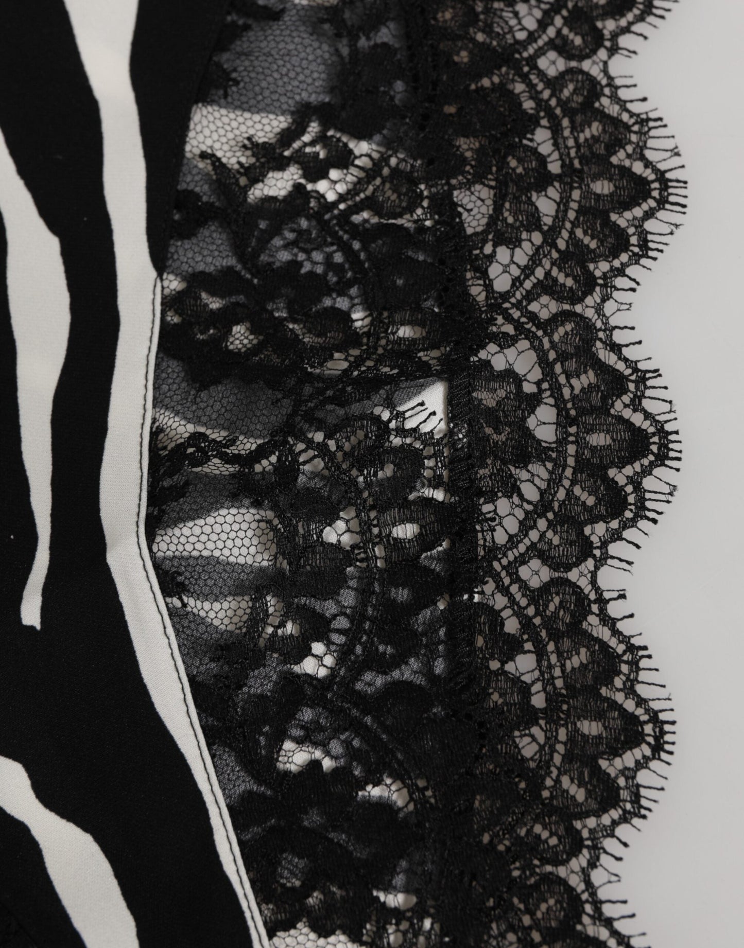 Dolce & Gabbana Black Silk Zebra Print Lace High Waist Underwear