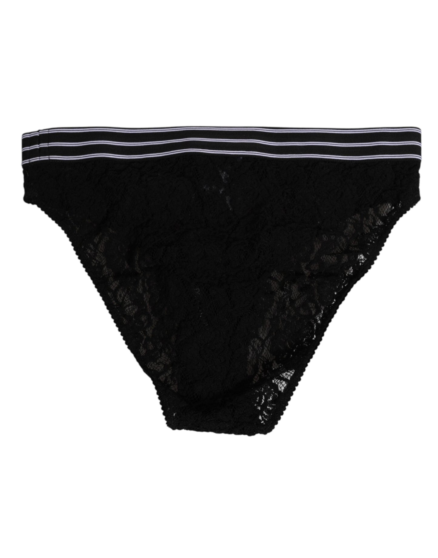Dolce & Gabbana Black Lace Slip Brief Logo Waistband Underwear