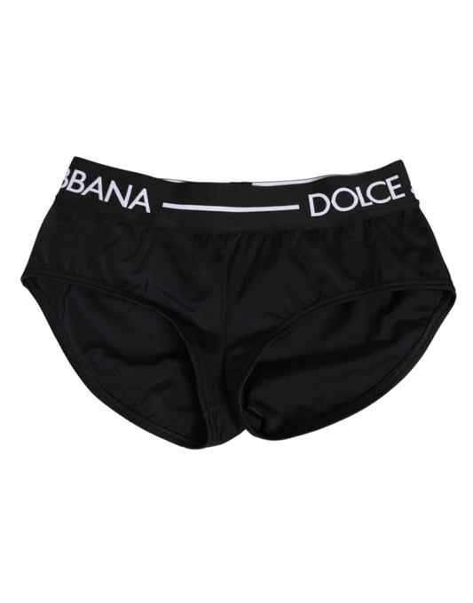 Dolce & Gabbana Black Nylon Logo Waistband Shorts Underwear