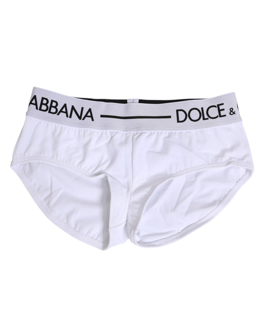 Dolce & Gabbana White Nylon Logo Waistband Shorts Underwear