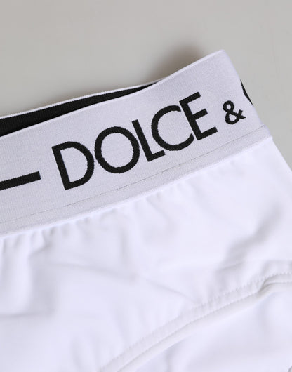 Dolce & Gabbana White Nylon Logo Waistband Shorts Underwear