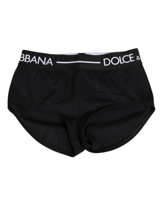 Dolce & Gabbana Black Nylon Logo Waistband Shorts Underwear
