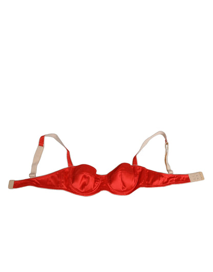 Dolce & Gabbana Red Silk Satin Underwire Bra Semi-Pad Underwear