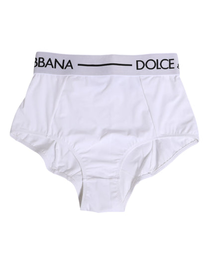 Dolce & Gabbana White Nylon Logo Waistband Coulotte Underwear