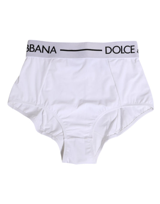 Dolce & Gabbana White Nylon Logo Waistband Coulotte Underwear