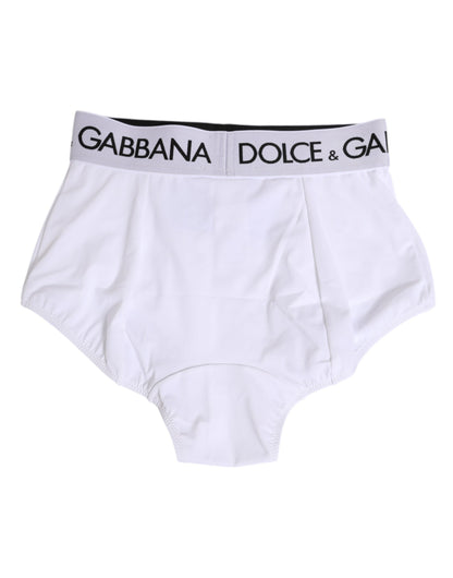 Dolce & Gabbana White Nylon Logo Waistband Coulotte Underwear