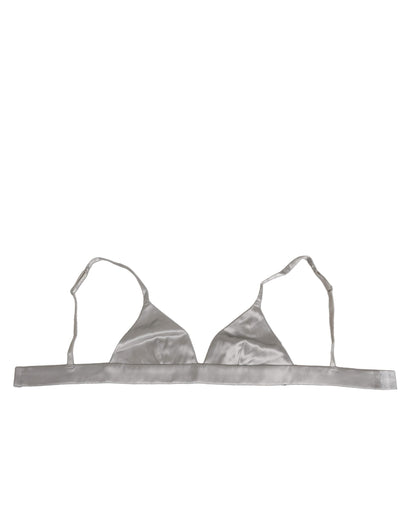 Dolce & Gabbana Gray Silk Satin Triangle Soft Cup Bra Underwear