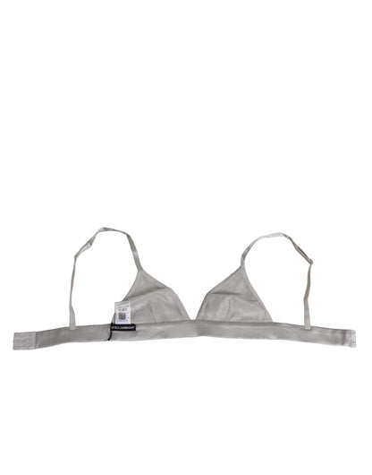 Dolce & Gabbana Gray Silk Satin Triangle Soft Cup Bra Underwear