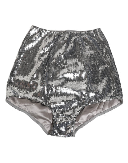 Dolce & Gabbana Silver Nylon Sequined Slip Girdle Panty Underwear