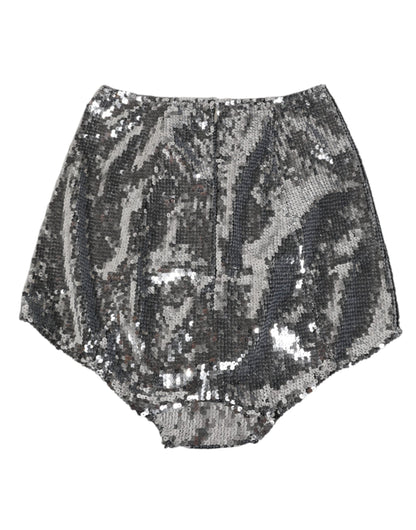 Dolce & Gabbana Silver Nylon Sequined Slip Girdle Panty Underwear