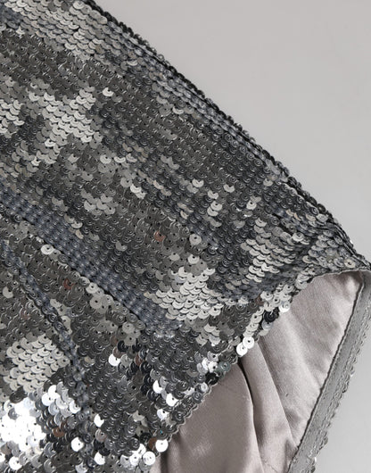 Dolce & Gabbana Silver Nylon Sequined Slip Girdle Panty Underwear