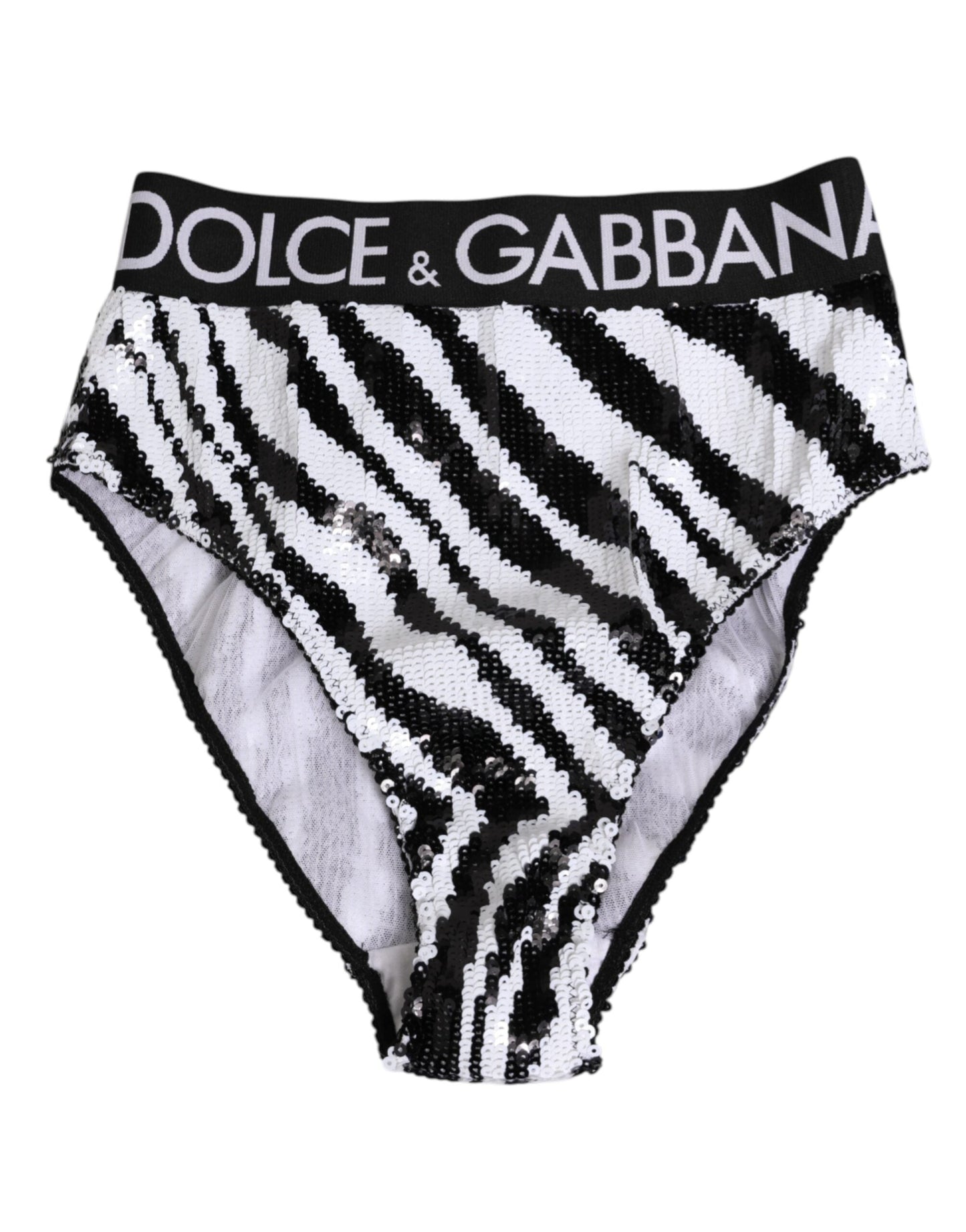 Dolce & Gabbana Black White Stripes High Waist Panty Underwear