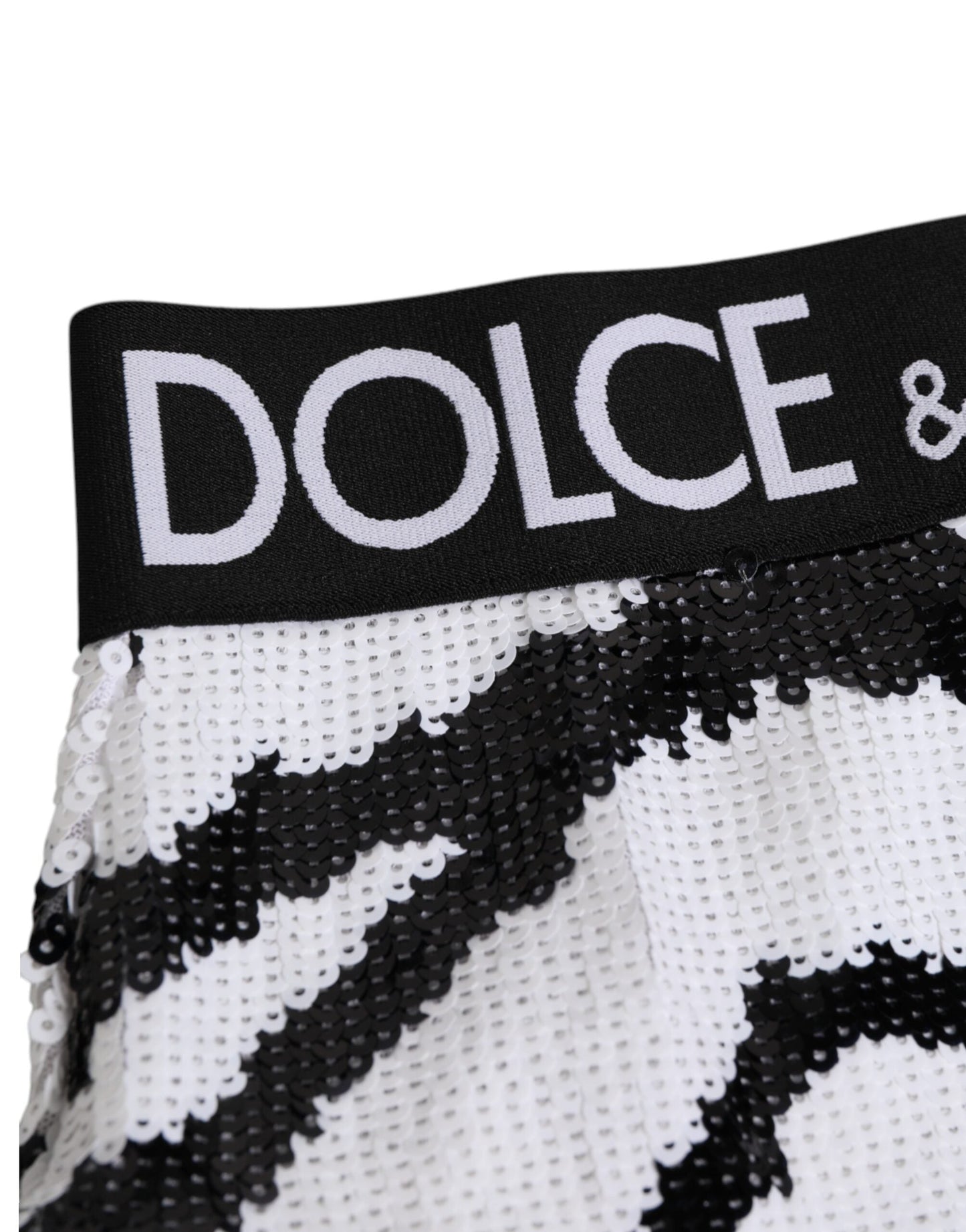 Dolce & Gabbana Black White Sequin High Waist Panty Underwear