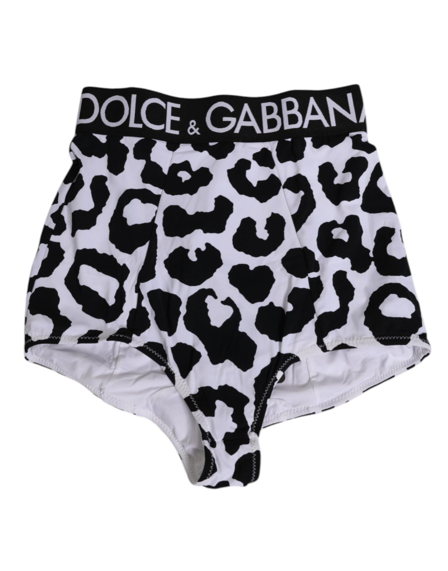 Dolce & Gabbana White Leopard Nylon High Waist Girdle Underwear