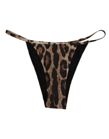 Dolce & Gabbana Brown Leopard Triangle Tanga Panty Underwear