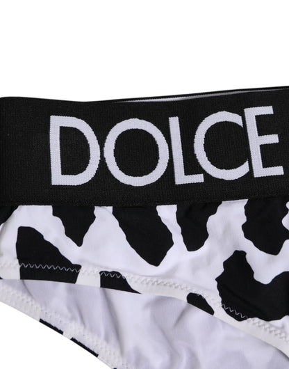 Dolce & Gabbana White Leopard Nylon High Waist Panty Underwear