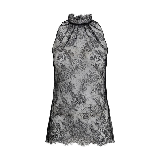 Alexander McQueen Sleeveless black Lace Top