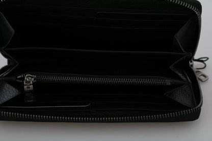 Dolce & Gabbana Black Leather #DGFAMILY Zipper Continental Mens Wallet