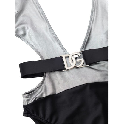 Dolce & Gabbana Gray Viscose One-Piece Swimsuit