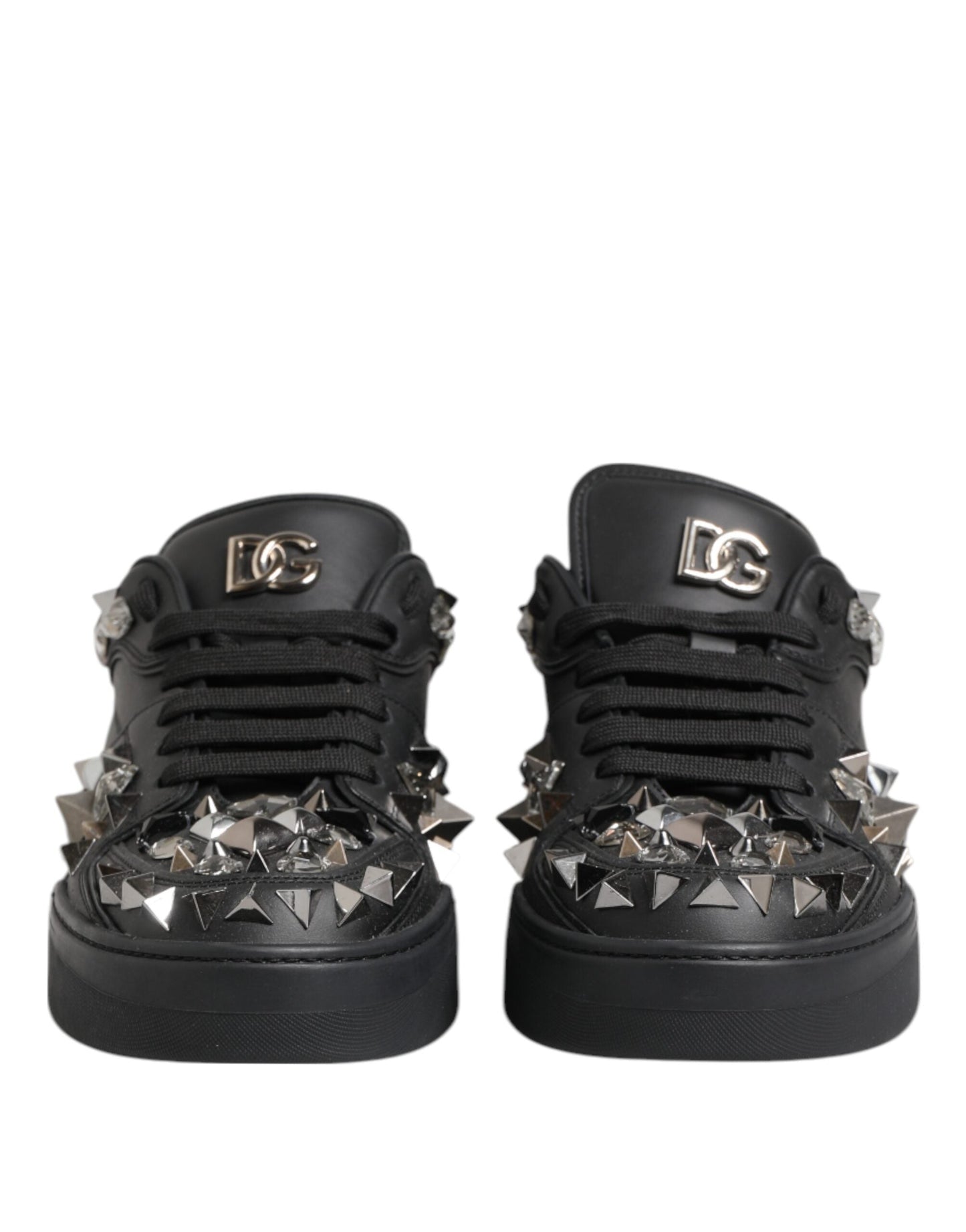 Dolce & Gabbana Black Portofino Studded Men Sneakers Shoes