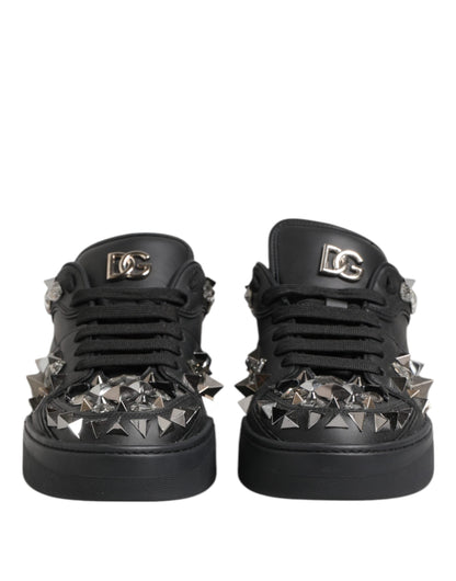 Dolce & Gabbana Black Portofino Studded Men Sneakers Shoes