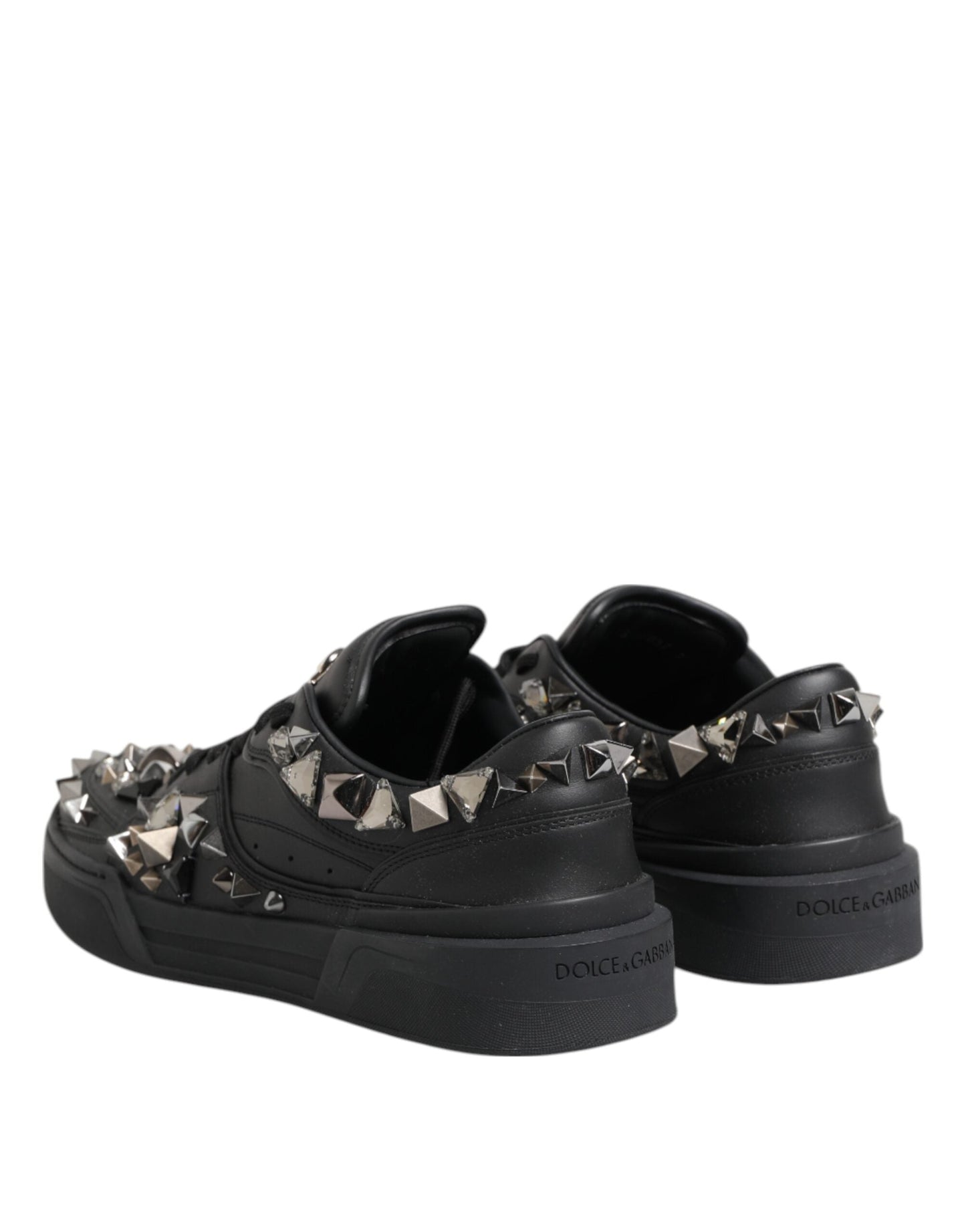 Dolce & Gabbana Black Portofino Studded Men Sneakers Shoes