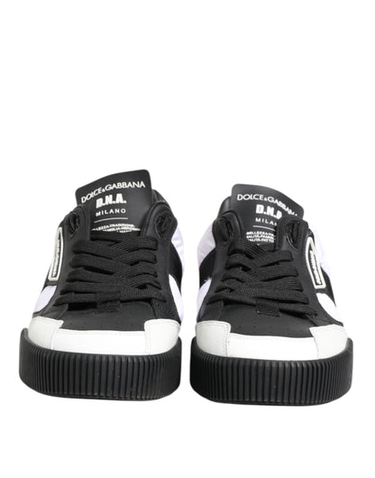 Dolce & Gabbana Black White Leather MIAMI Low Top Sneakers Shoes