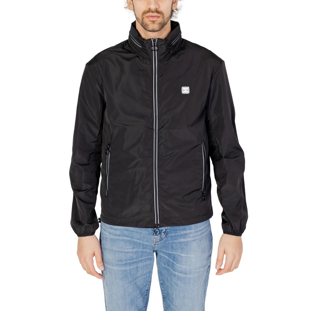 Armani Exchange Black Polyester Jackets & Coat