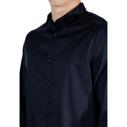 Armani Exchange Blue Lyocell Shirt