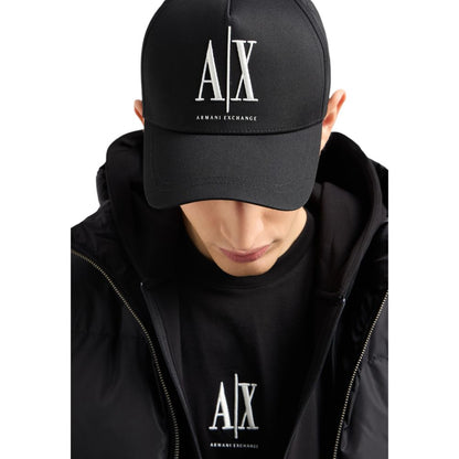 Armani Exchange Black Cotton Caps Baseball Hat
