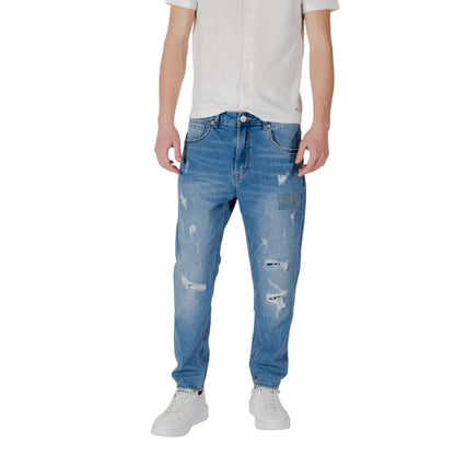 Gianni Lupo Blue Cotton Relaxed Fit Jean