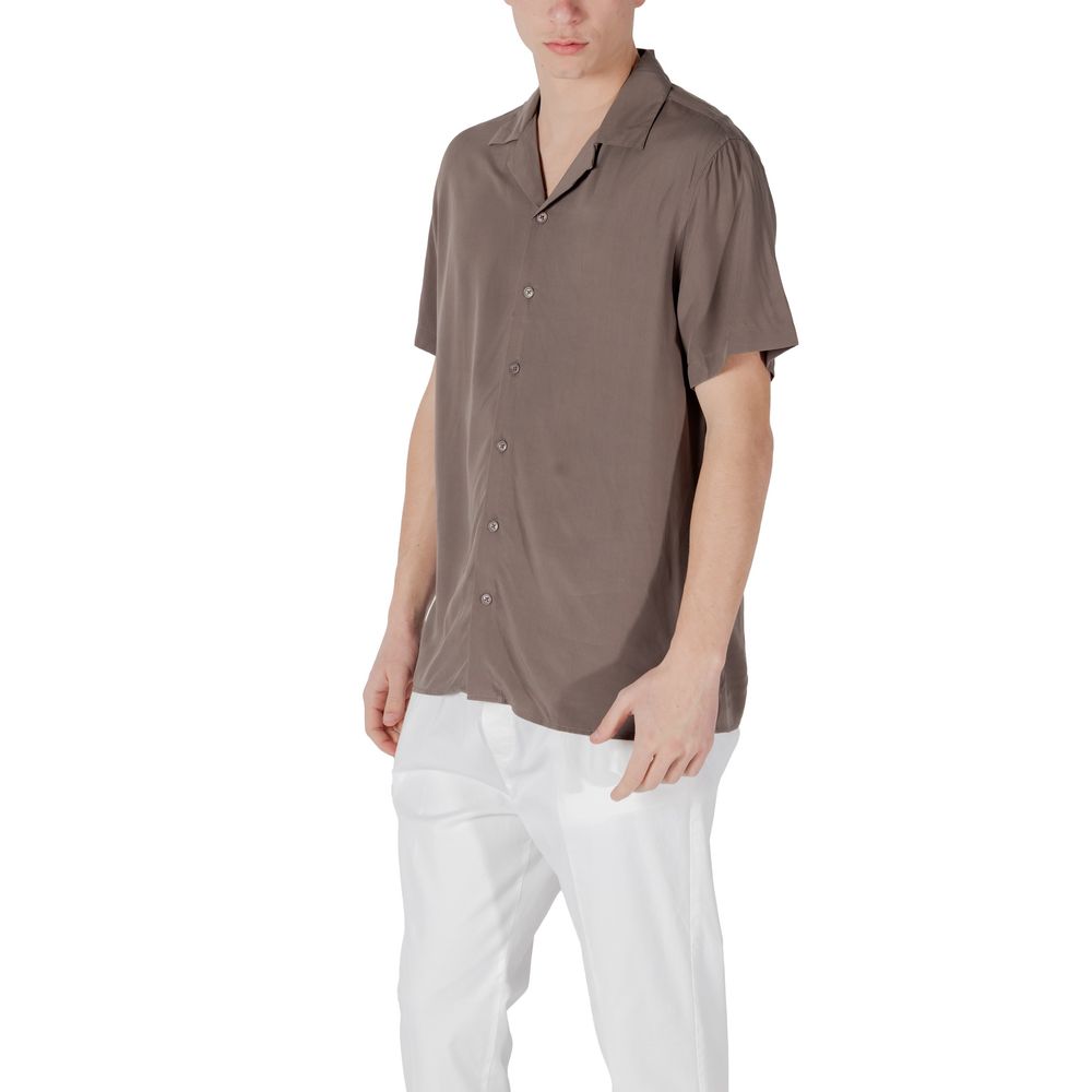 Gianni Lupo Brown Viscose Shortsleeve