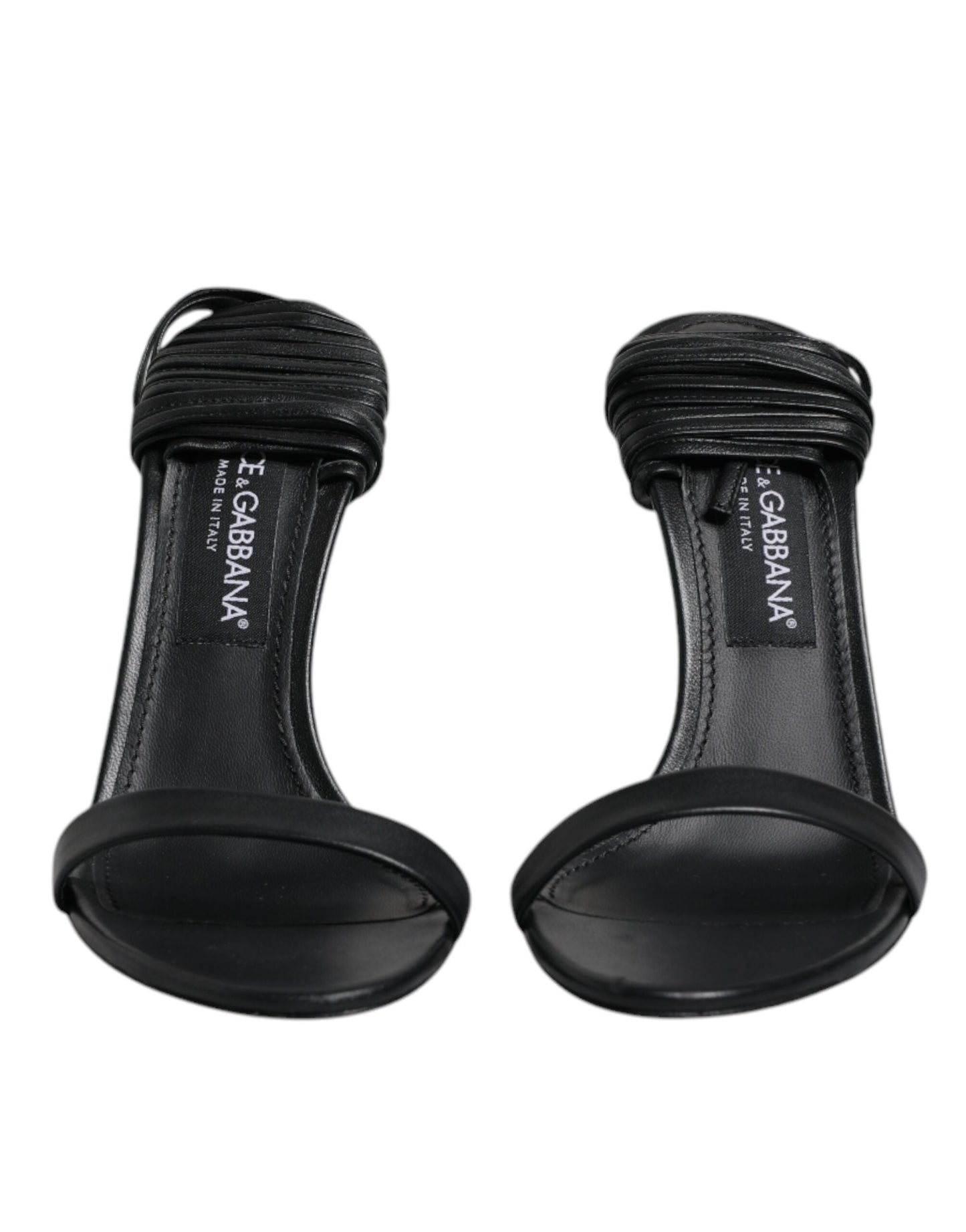 Dolce & Gabbana Black Leather Stiletto Heels Sandals Shoes