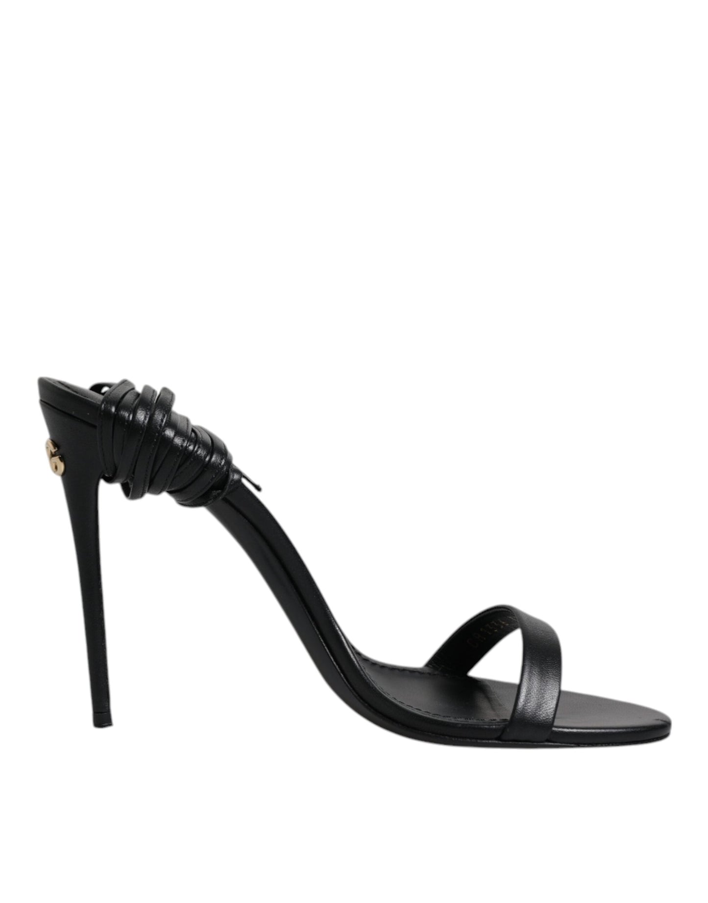 Dolce & Gabbana Black Leather Stiletto Heels Sandals Shoes
