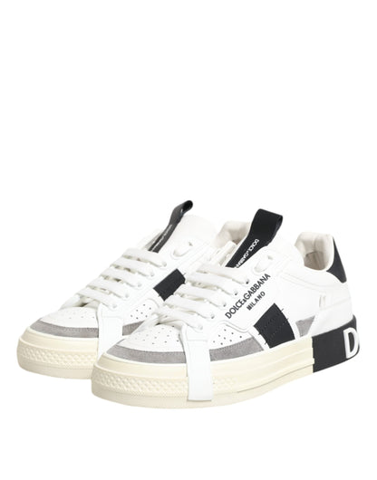 Dolce & Gabbana White Leather Custom 2.Zero Sneakers Shoes
