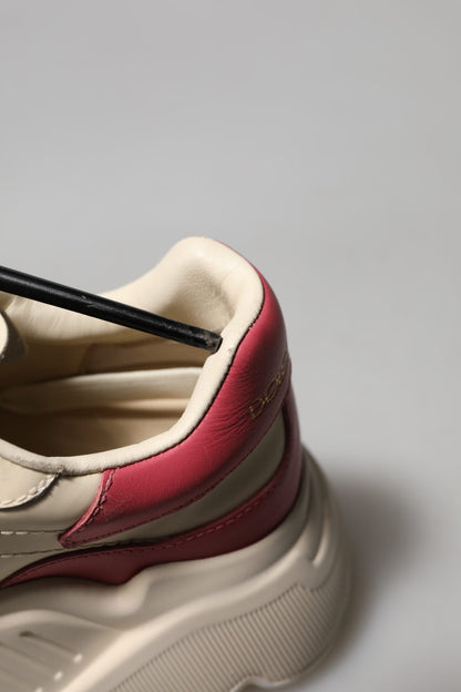 Dolce & Gabbana White Pink Leather Daymaster Sneakers Shoes