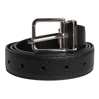 Dolce & Gabbana Black Leather Metal Buckle Classic Men Belt