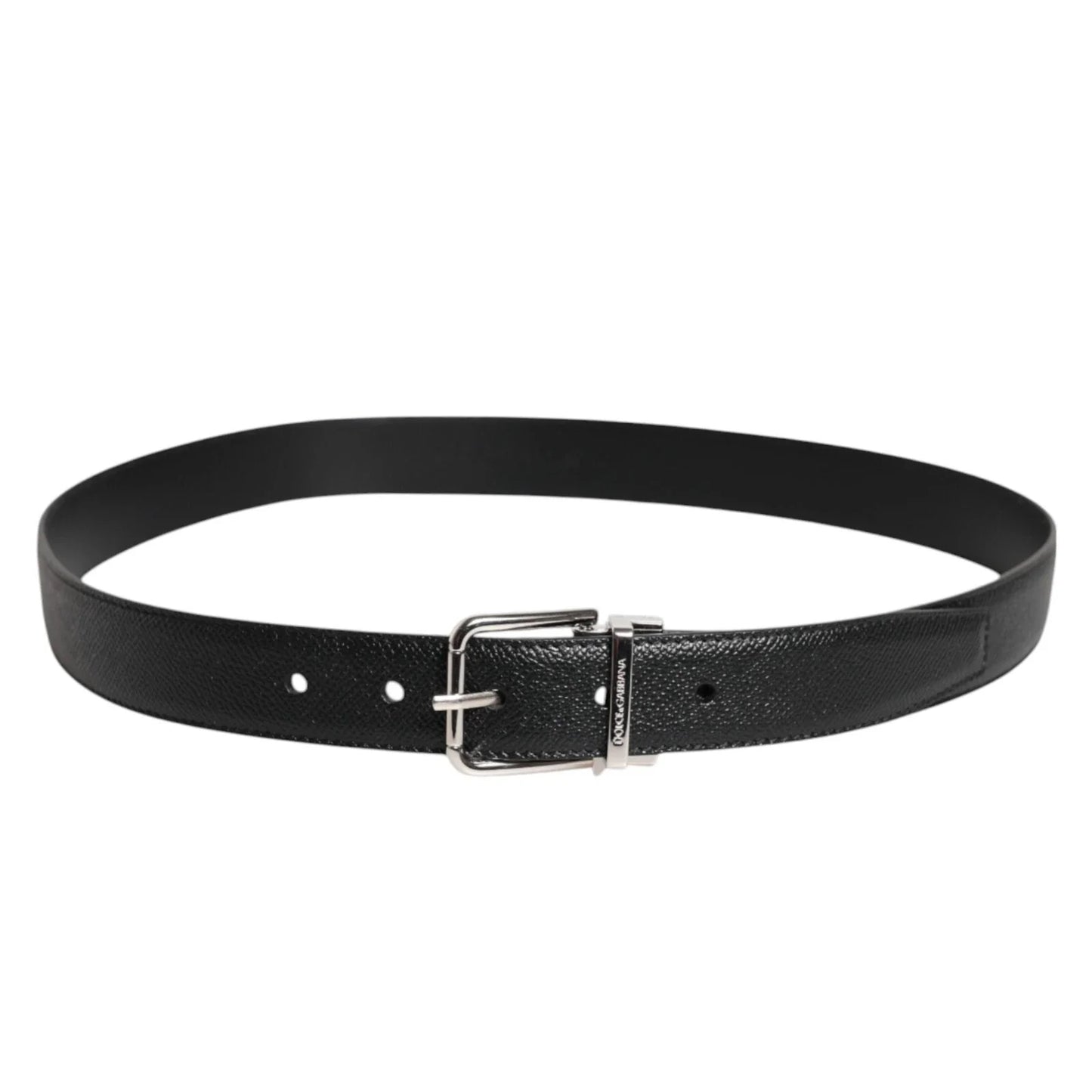 Dolce & Gabbana Black Leather Metal Buckle Classic Men Belt