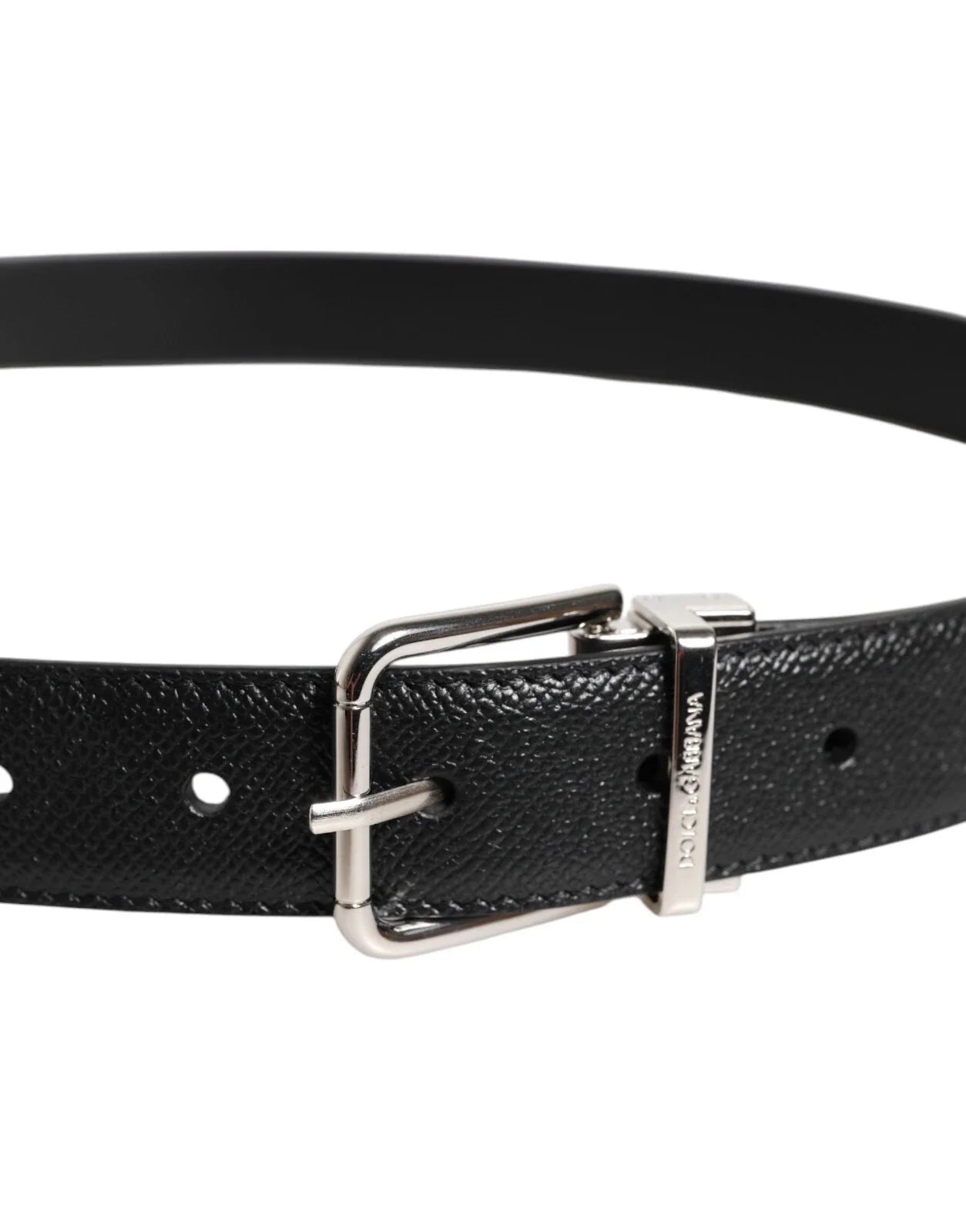 Dolce & Gabbana Black Leather Metal Buckle Classic Men Belt